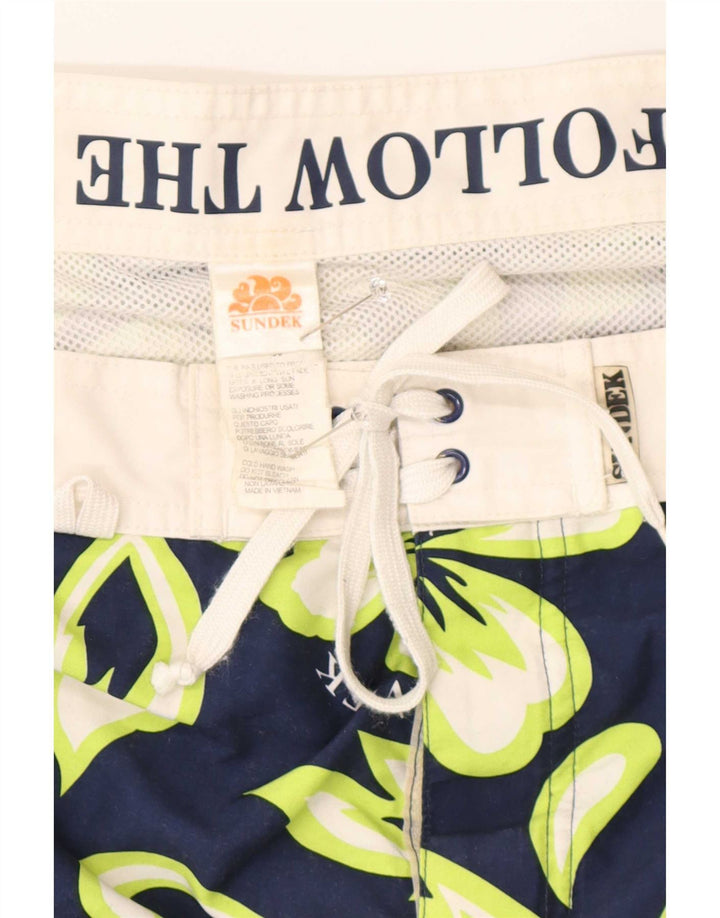 Sundek Herre grafiske svømmeshorts Medium Navy Blue Floral Polyester