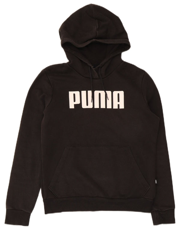 Puma Graphic Hoodie Jumper UK 10 Small Black Bomuld