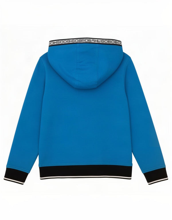 Hugo Boss Boys Hættetrøje med lynlås 5-6 år Blå Colourblock Bomuld