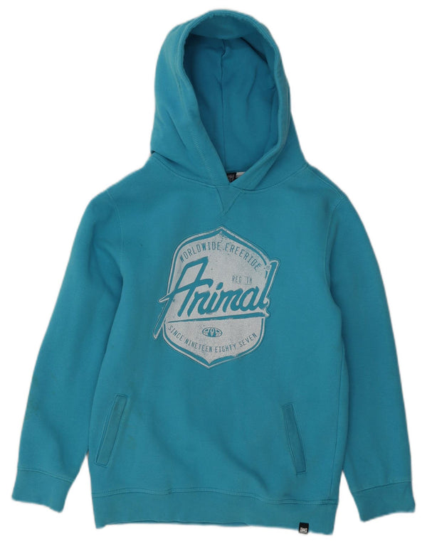 Animal Boys Graphic Hoodie Jumper 11-12 Years Blue Cotton