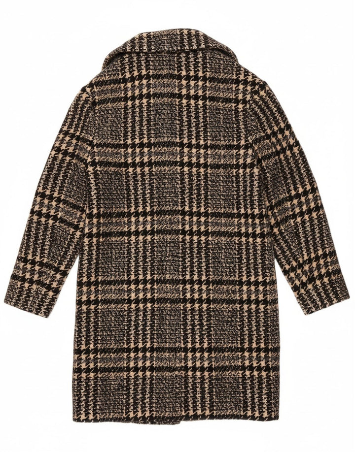 MASSIMO DUTTI Womens Oversized Overcoat UK 6 XS Navy Blue Houndstooth