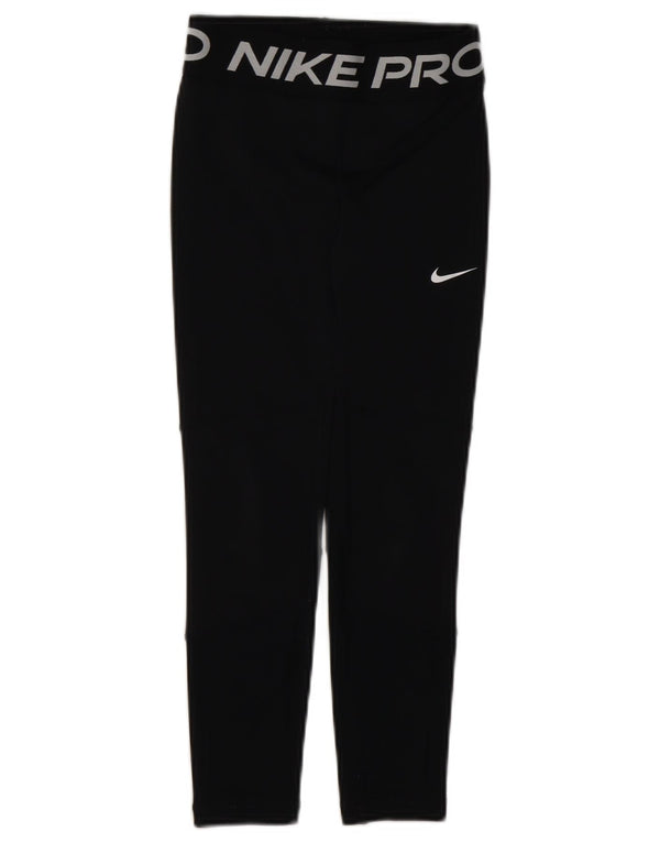 NIKE Girls Dri Fit Graphic Leggings 6-7 Years XS Black