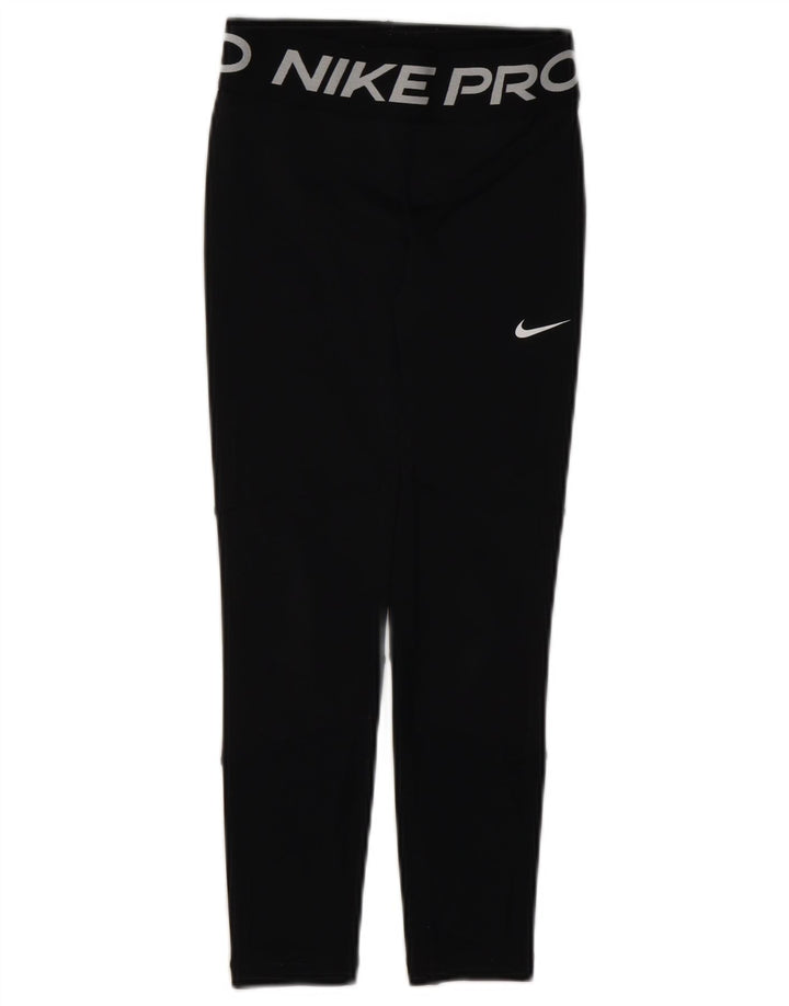 NIKE Girls Dri Fit Graphic Leggings 6-7 Years XS Black