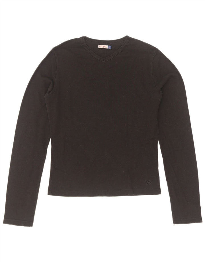 Onyx Dame Crop Top Langærmet UK 14 Stor Sort Bomuld