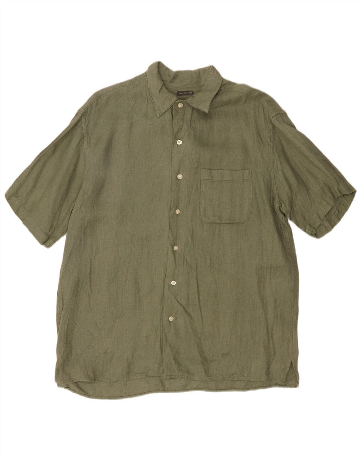 BANANREPUBLIK Herre Loose Fit kortærmet skjorte Medium Khaki Linen