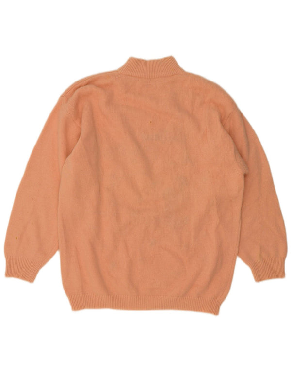 Vintage Kvinders Grafisk Turtle Neck Jumper Sweater UK 16 Large Pink Floral