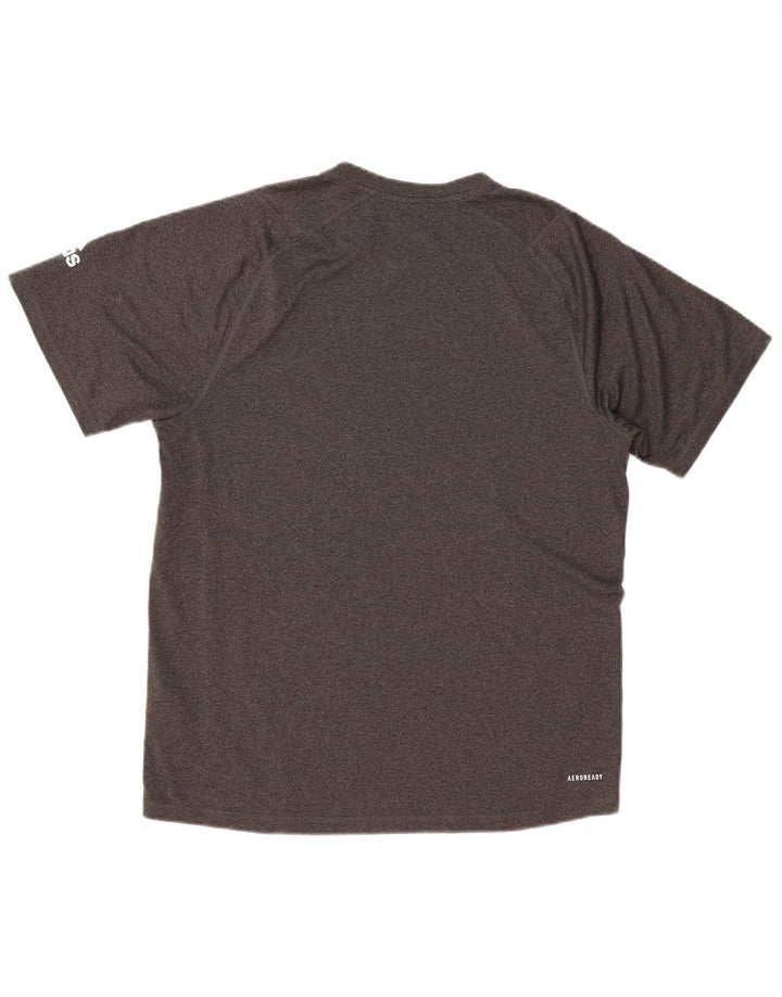 ADIDAS Herre Aeroready Grafisk T-Shirt Top Medium Grey Polyester