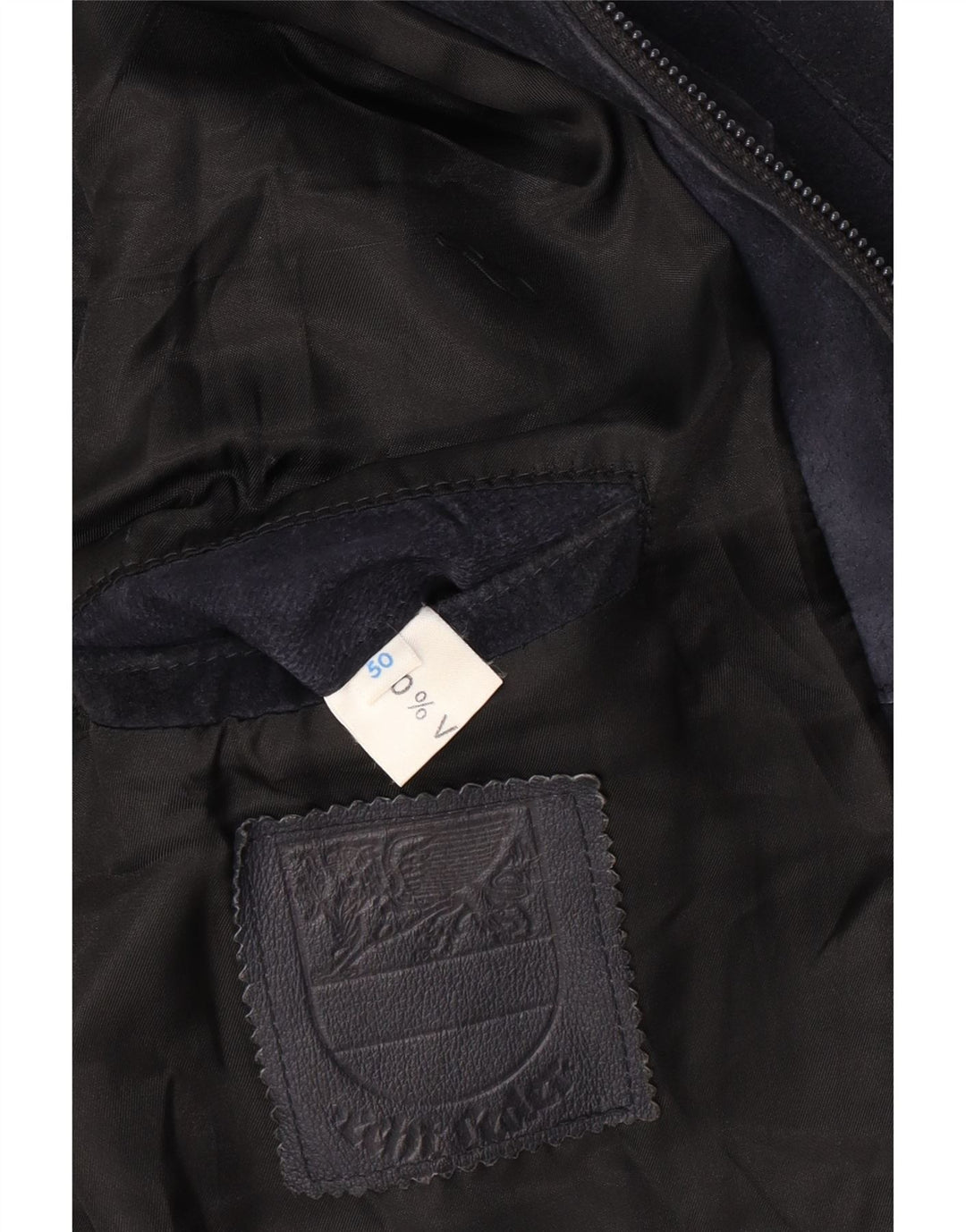 VINTAGE herre ruskind bomberjakke IT 50 Stor marineblå læder