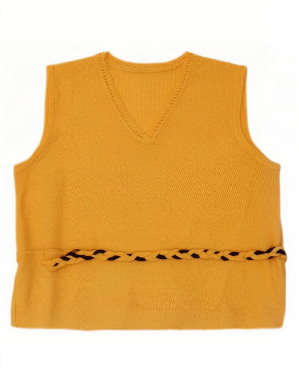 Vintage Womens Crop Vest Tank Top UK 8 Small Yellow