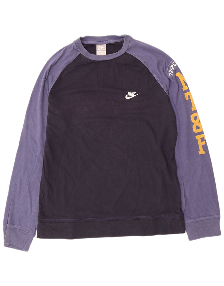 Nike Herre grafisk top Langærmet UK 39/41 Medium Navy Blue