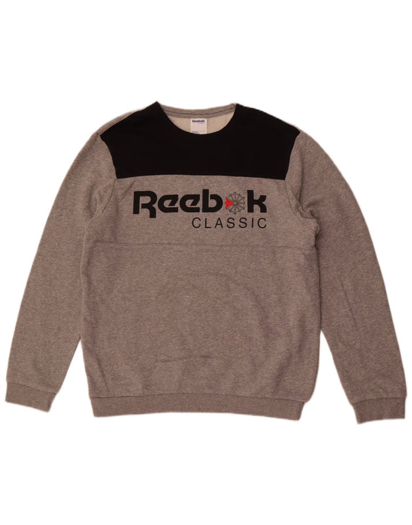 Reebok Herre Klassisk Grafisk Sweatshirt Jumper Medium Grå Colourblock
