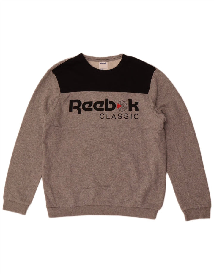 Reebok Herre Klassisk Grafisk Sweatshirt Jumper Medium Grå Colourblock