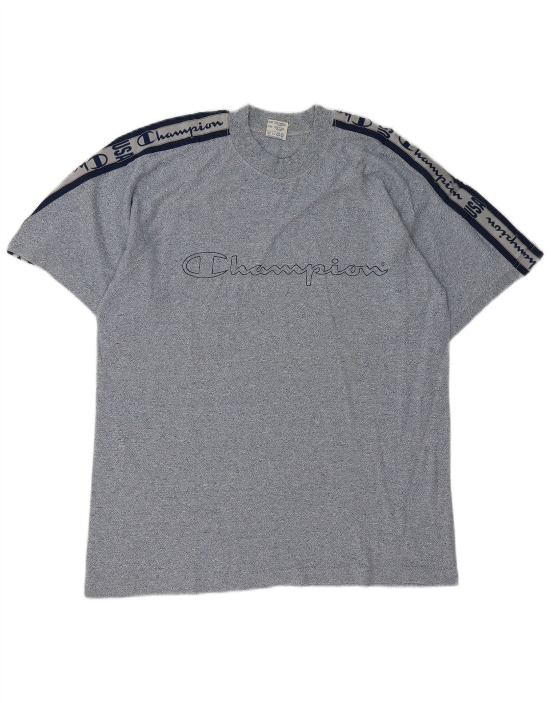 Champion Herre grafisk T-shirt Top Medium Marineblå Colourblock Bomuld
