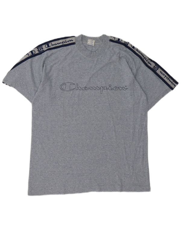 Champion Herre grafisk T-shirt Top Medium Marineblå Colourblock Bomuld