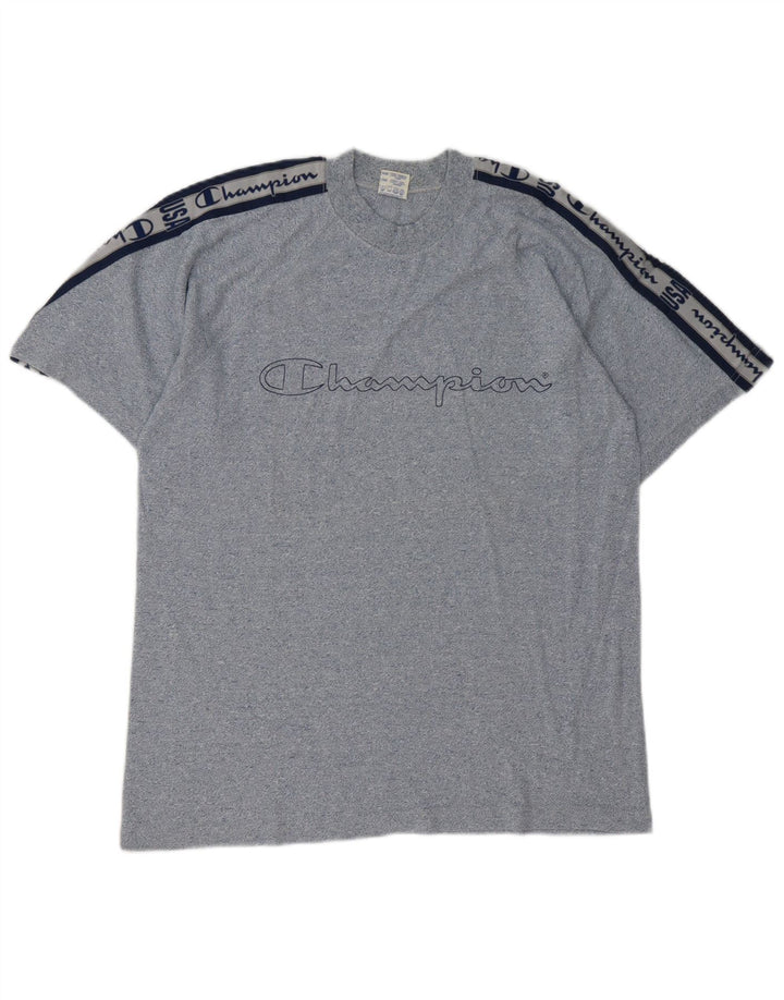 Champion Herre grafisk T-shirt Top Medium Marineblå Colourblock Bomuld