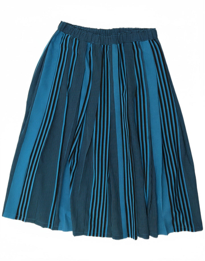 VINTAGE plisseret nederdel til kvinder IT 44 Medium W32 blå stribet polyester
