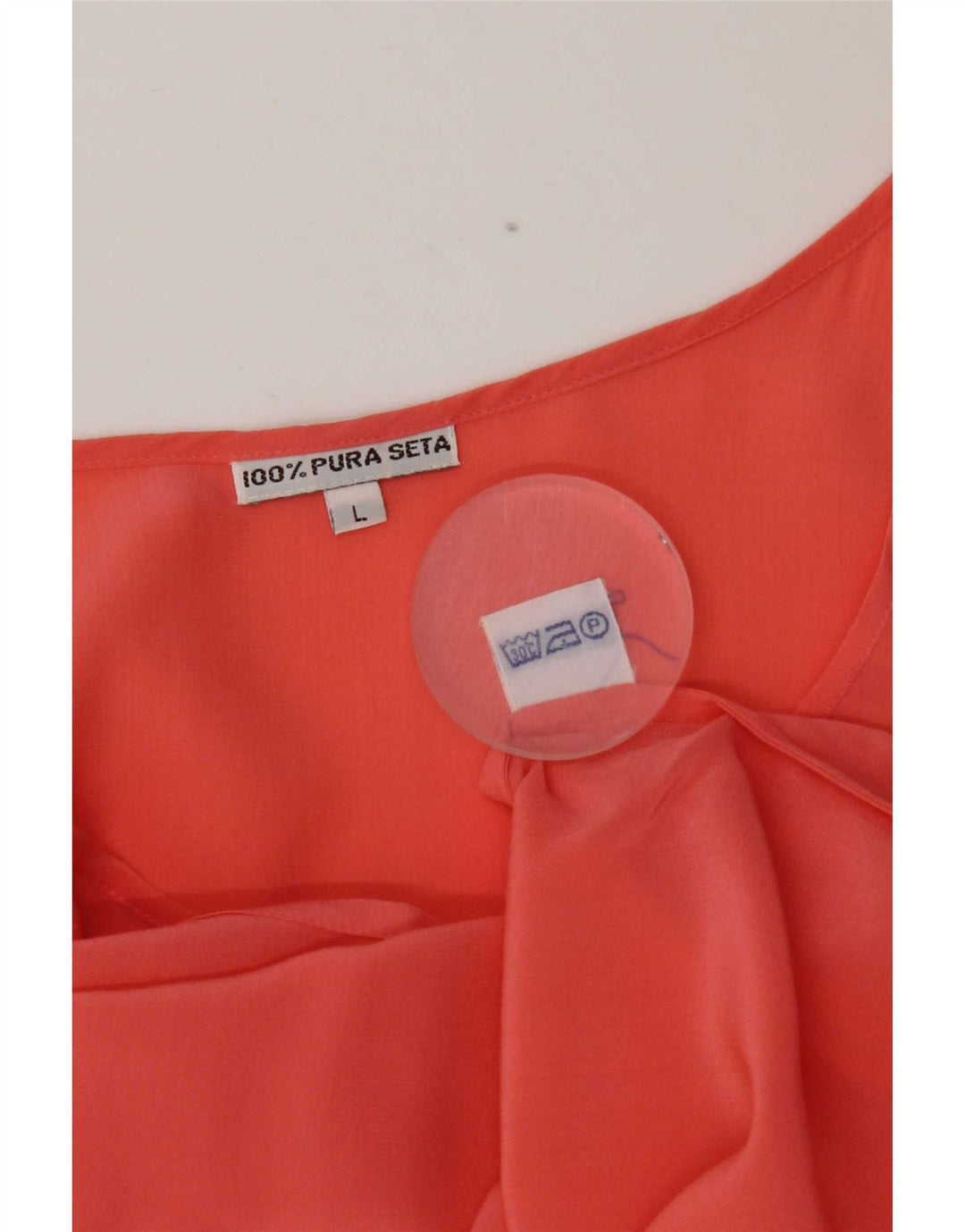 Vintage Dame ærmeløs bluse Top UK 14 Large Orange Silk