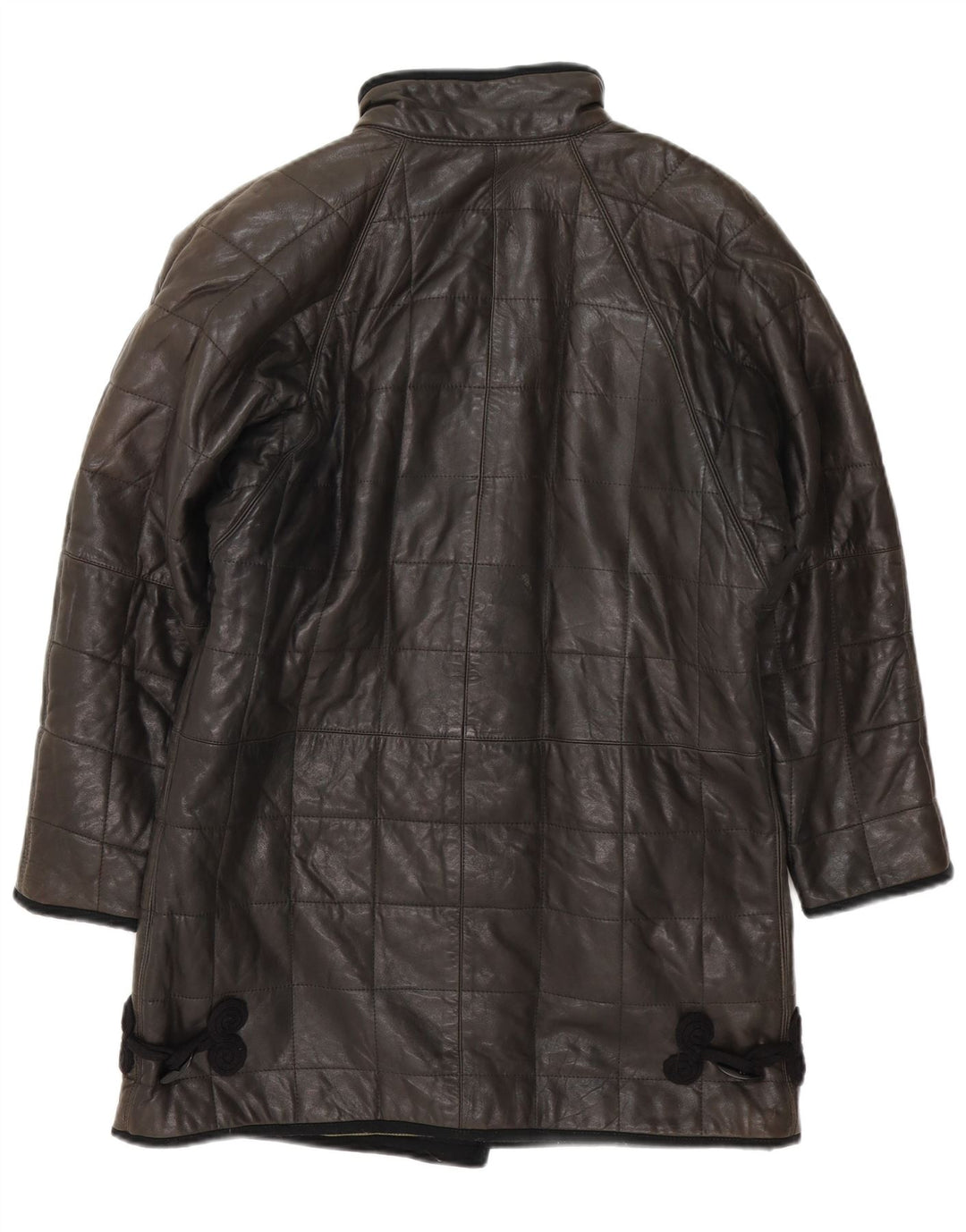 Vintage polstret læderfrakke til kvinder UK 12 Medium Black