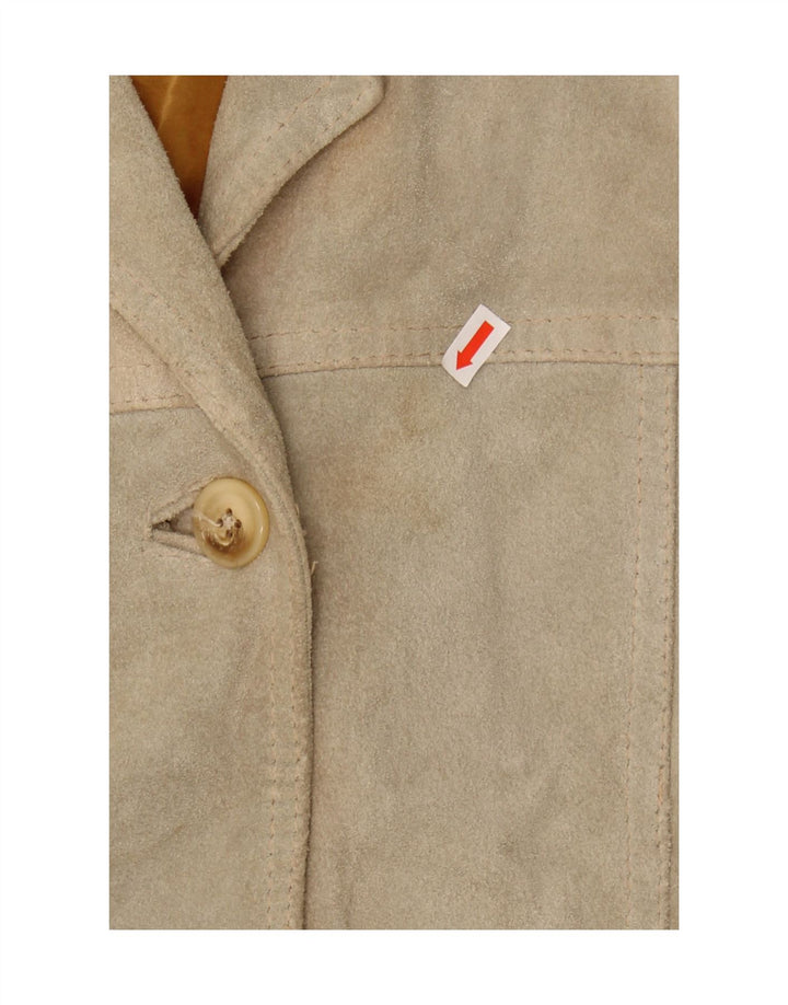 SITELLI Womens Suede Jacket UK 8 Small Beige