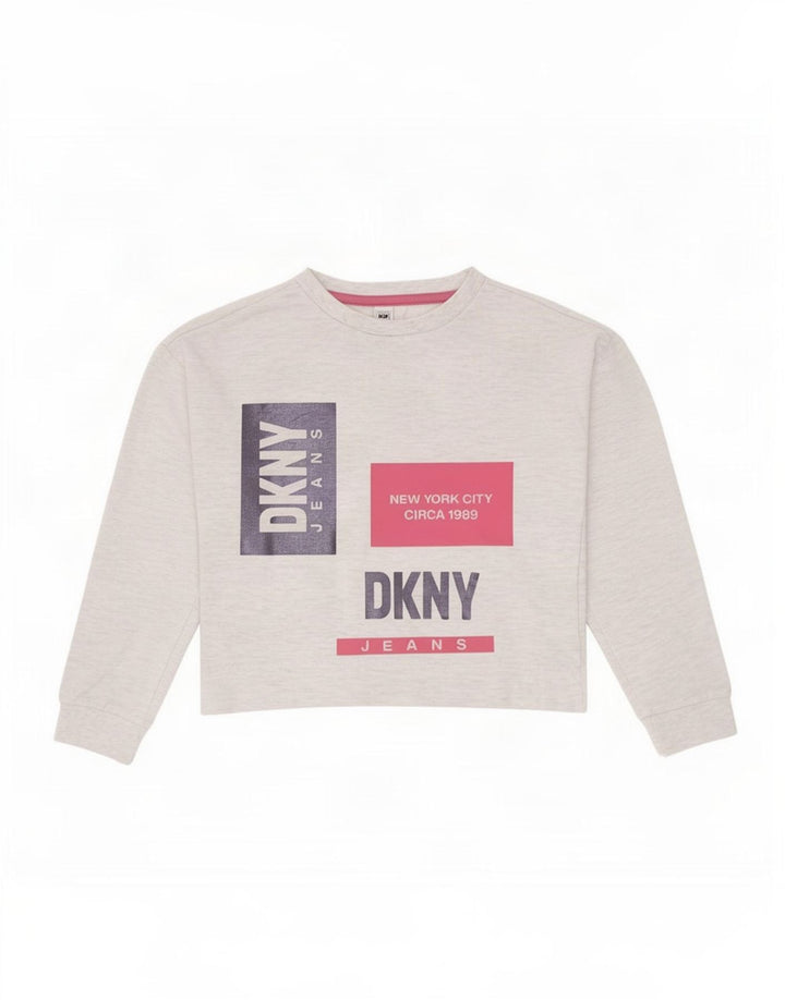 Dkny Girls Graphic Sweatshirt Jumper 3-4 År Grå Bomuld