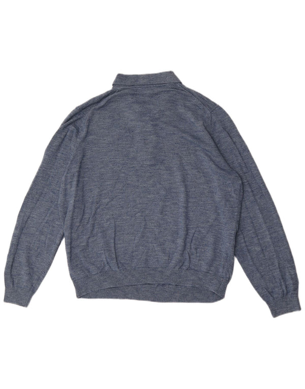 Marks & Spencer Herre Polo Neck sweater XL Blå Flecked Bomuld