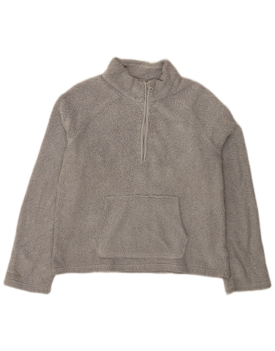 Fedt ansigt kvinders lynlås hals Fleece Jumper UK 14 Stor grå polyester