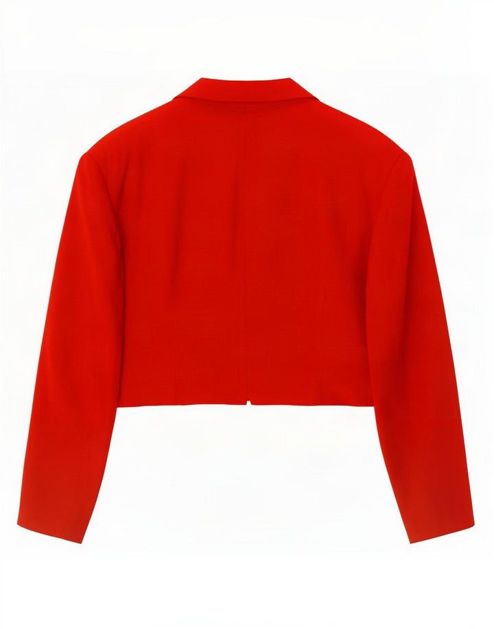 Vintage Dame 1 Knap Crop Blazer Jacket IT 46 Stor Rød Viscose