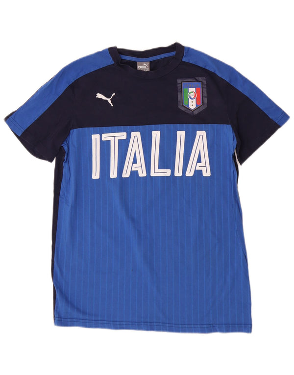 Puma Boys Italia Grafisk T-Shirt Top 15-16 år Navy Blue Colourblock