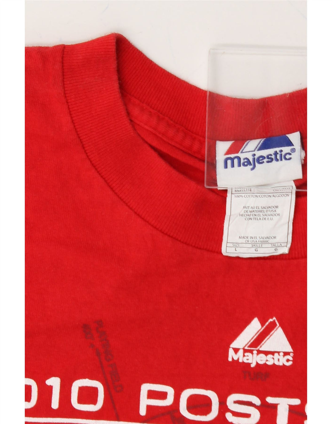 MAJESTIC Mens Graphic T-Shirt Top Large Red Cotton Vintage Majestic and Second-Hand Majestic from Messina Hembry 