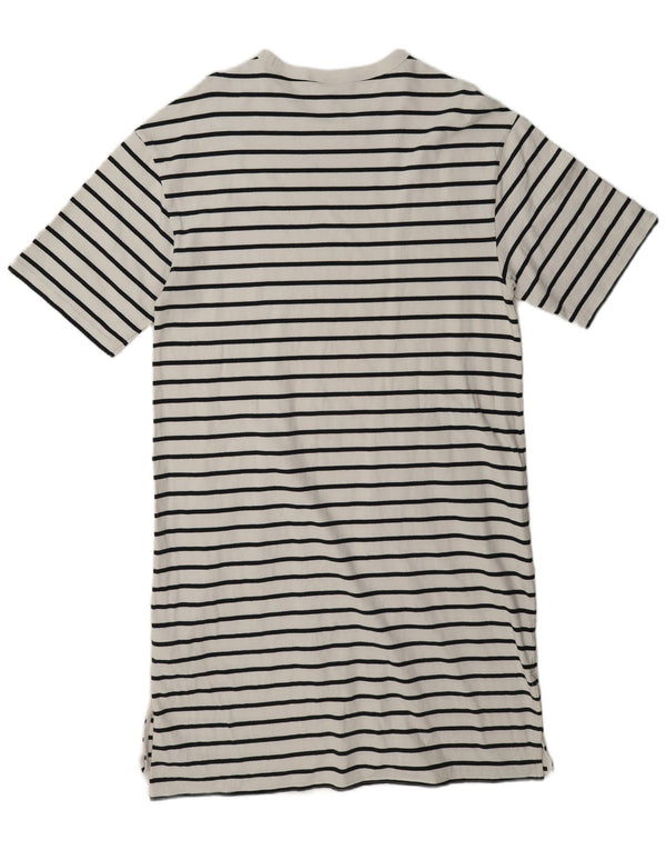 Gap Dame T-Shirt Dress UK 14 Medium Hvid Stribet Bomuld