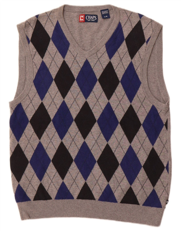 CHAPS Vest Tank Top Stor Grå Argyle/Diamant Bomuld