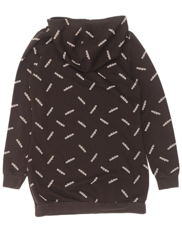 Adidas Graphic Hoodie Jumper UK 8/10 Small Black Bomuld
