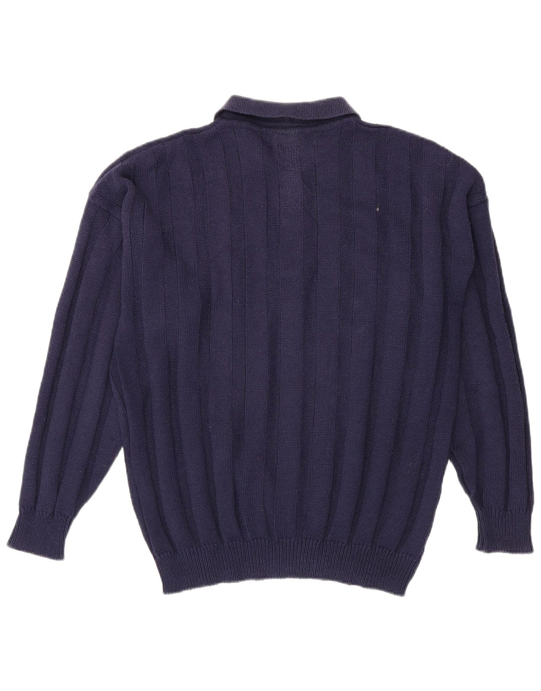 VINTAGE Herre polo-hals sweater XL marineblå bomuld