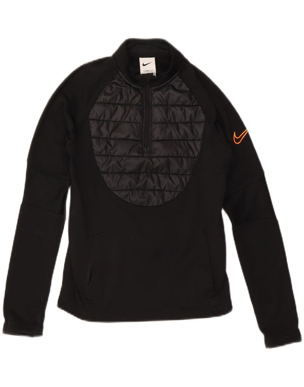 NIKE Drenge Therma-Fit Pullover med lynlås-hals Træningsdragt Top 8-9 år Lille Sort
