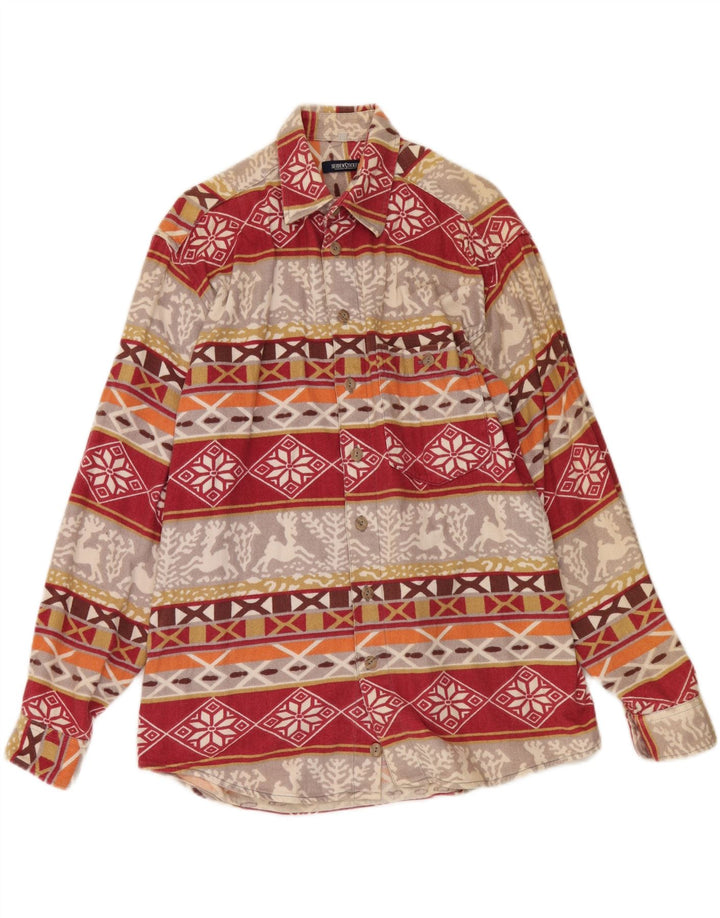 SEIDENSTICKER Mens Flannel Shirt Size 39 Medium Multicoloured Fair Isle Vintage Seidensticker and Second-Hand Seidensticker from Messina Hembry 