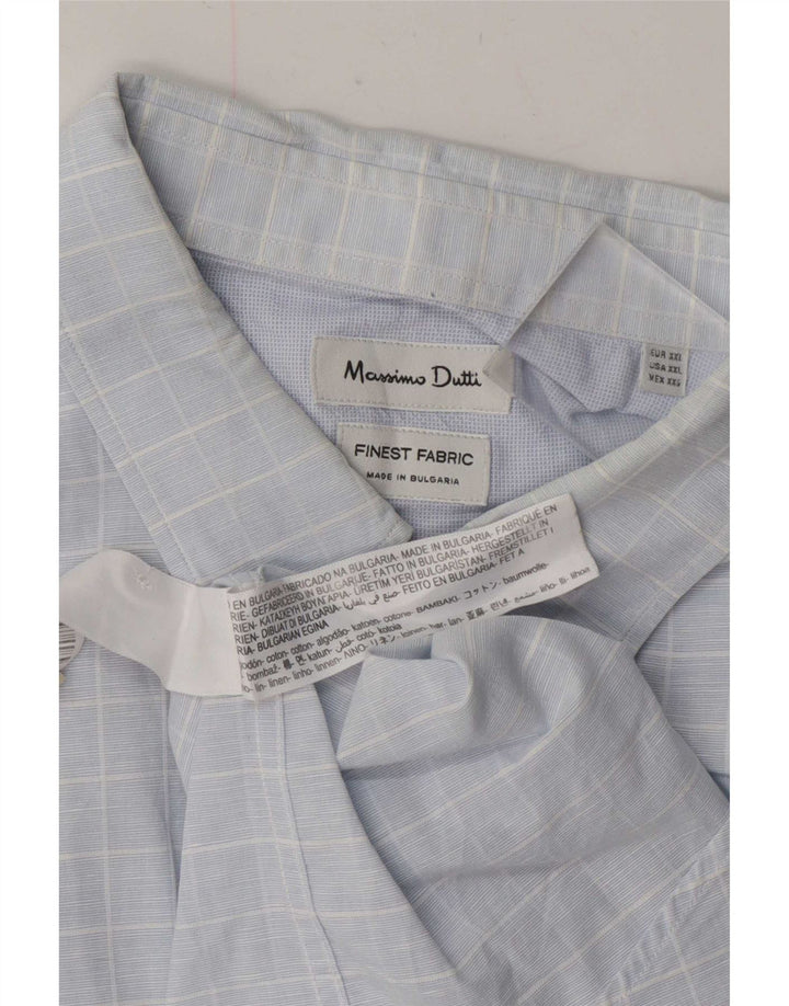 Massimo Dutti herreskjorte 2XL blå ternet bomuld