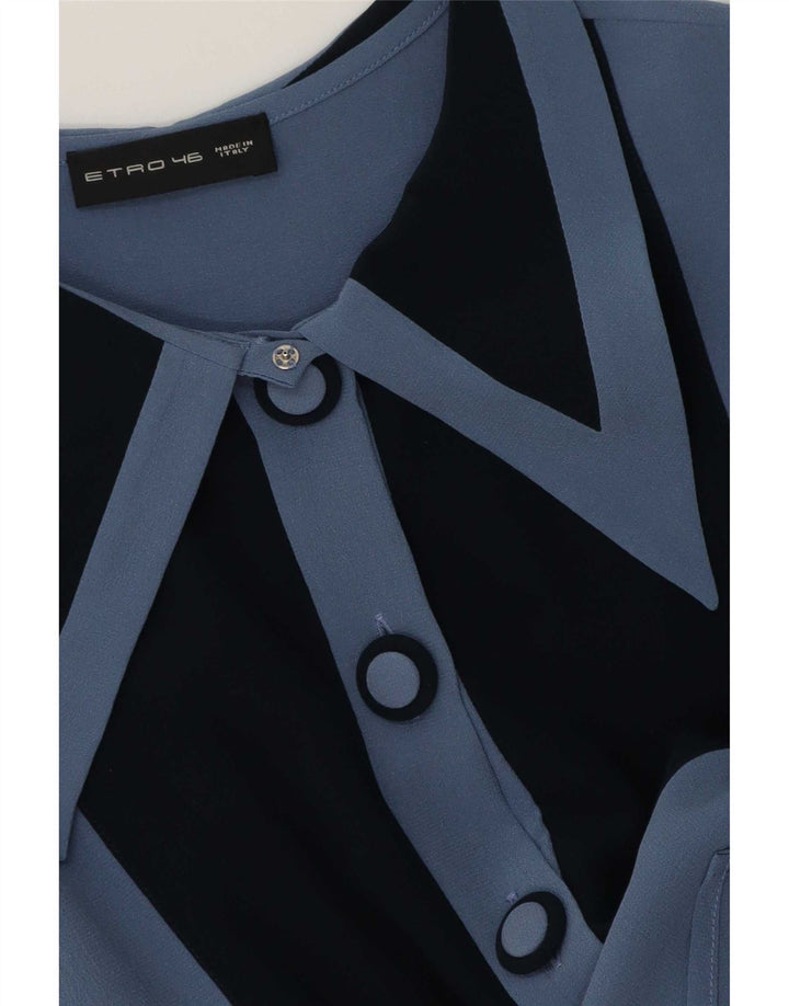 Vintage dameskjorte bluse IT 46 Stor blå farveblok