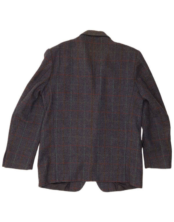 Vintage blazerjakke til mænd med 2 knapper IT 54 2XL Marineblå Houndstooth