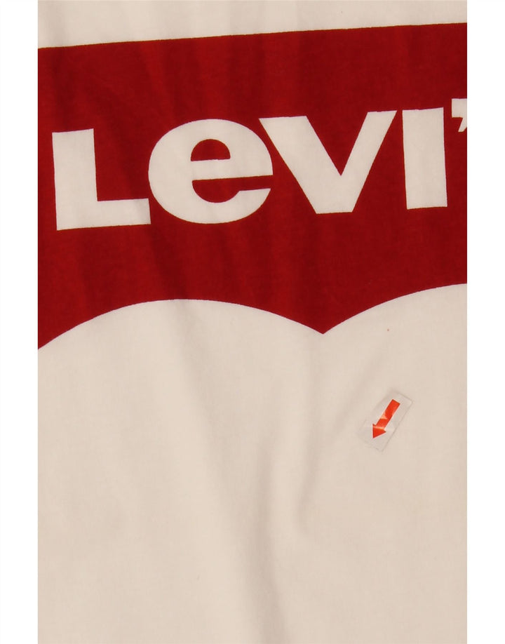LEVI'S Grafisk T-shirt top til kvinder UK 10 Lille hvid bomuld