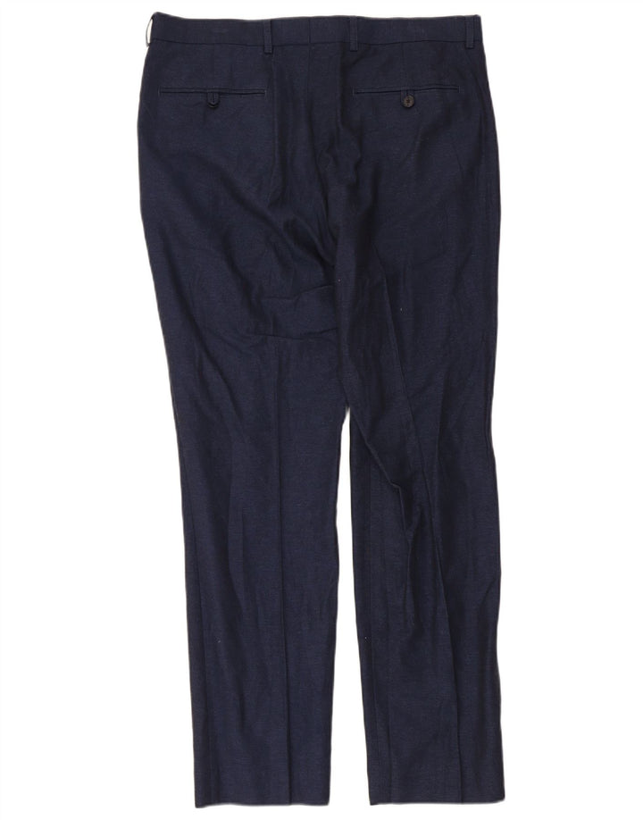 Marks & Spencer Herre Slim Suit Bukser W34 L31 Marineblå Bomuld