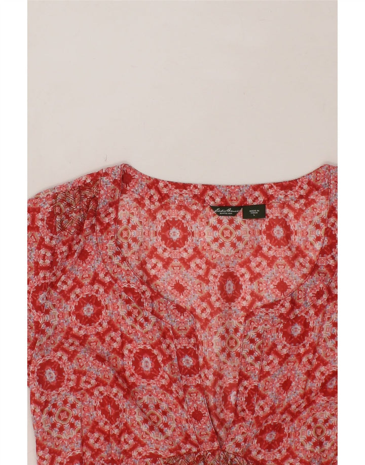 EDDIE BAUER Womens Abstract Pattern Blouse Top UK 16 Large Red Colourblock Vintage Eddie Bauer and Second-Hand Eddie Bauer from Messina Hembry 