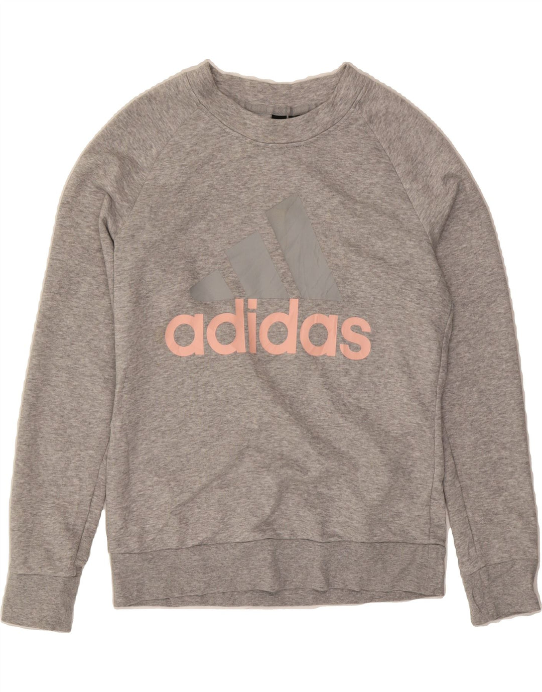 ADIDAS Womens Graphic Sweatshirt Jumper UK 12/14 Medium Grey Cotton Vintage Adidas and Second-Hand Adidas from Messina Hembry 
