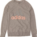 ADIDAS Womens Graphic Sweatshirt Jumper UK 12/14 Medium Grey Cotton Vintage Adidas and Second-Hand Adidas from Messina Hembry 