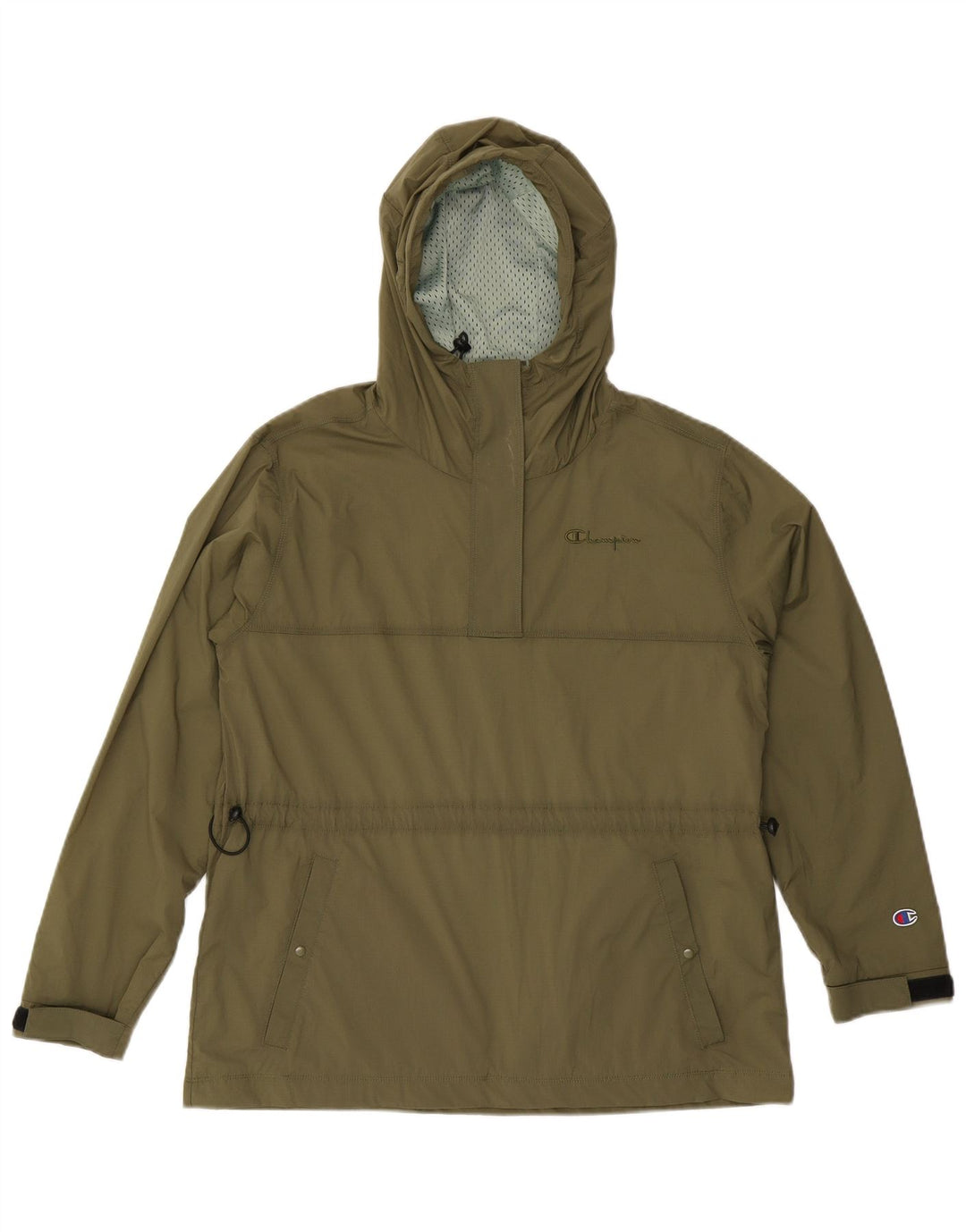 Champion Dame Oversized Hætte Regnjakke UK 10 Small Khaki