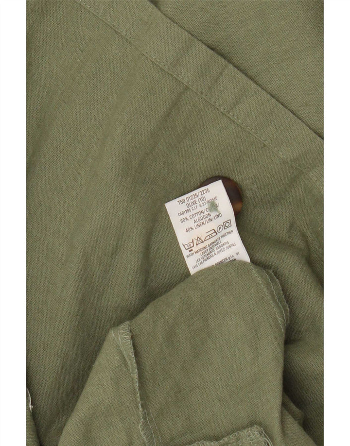 Marks & Spencer Dame Kortærmet Blazer Jacket UK 10 Small Khaki