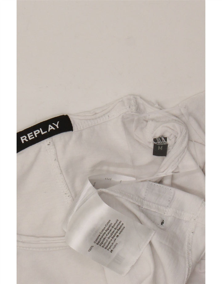 Replay Herre T-Shirt Top Medium Hvid Bomuld