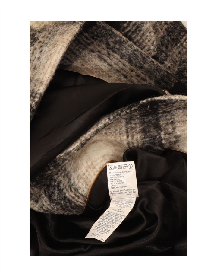 Marks & Spencer Dame Dobbeltradet Frakke UK 14 Large Beige Check