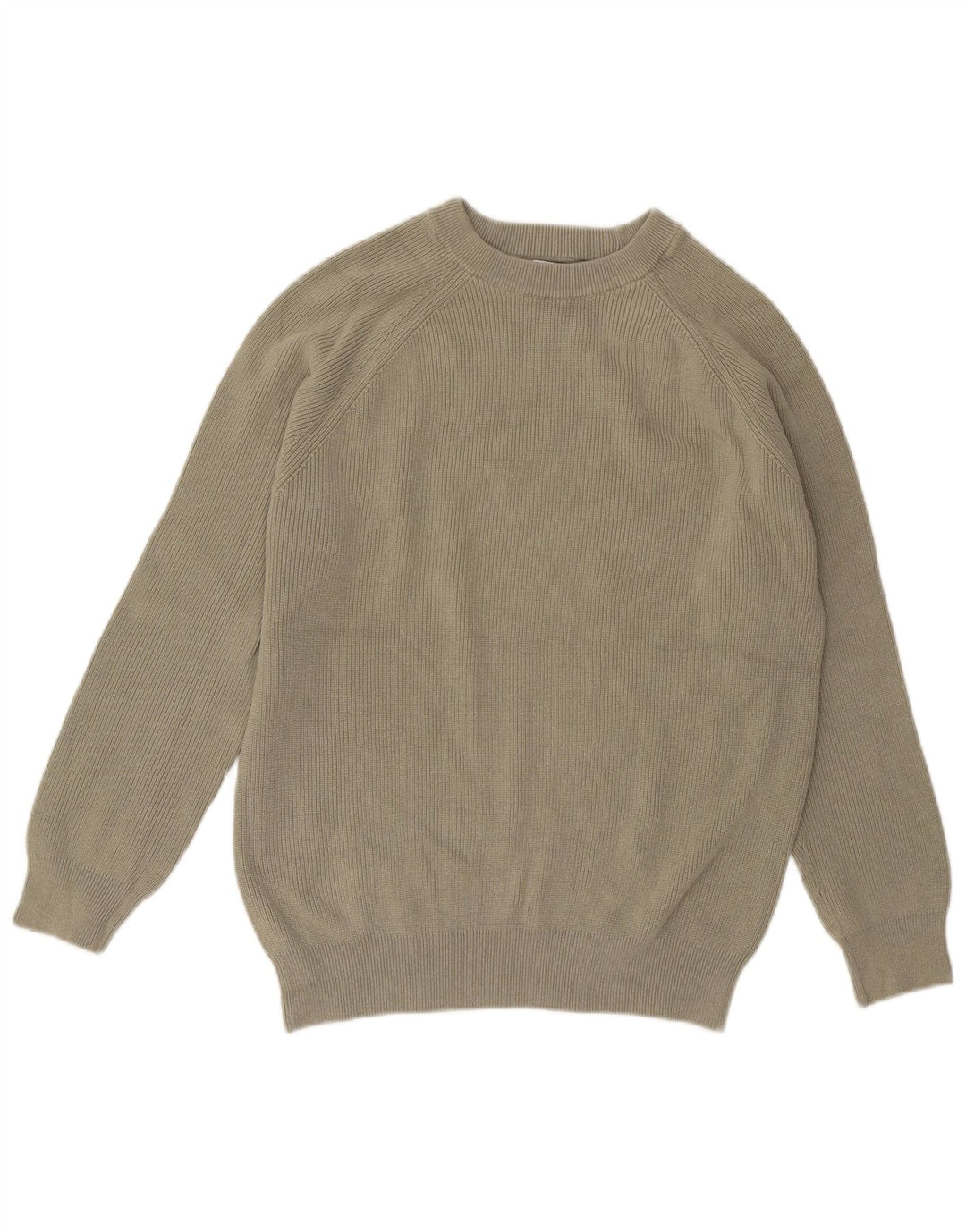 Zara Herre Crew Neck Jumper Sweater Stor Khaki Bomuld