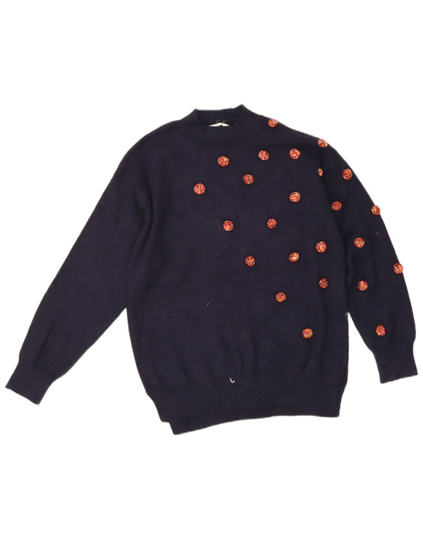 Zara Girls Turtle Neck Jumper Sweater 13-14 År Marineblå