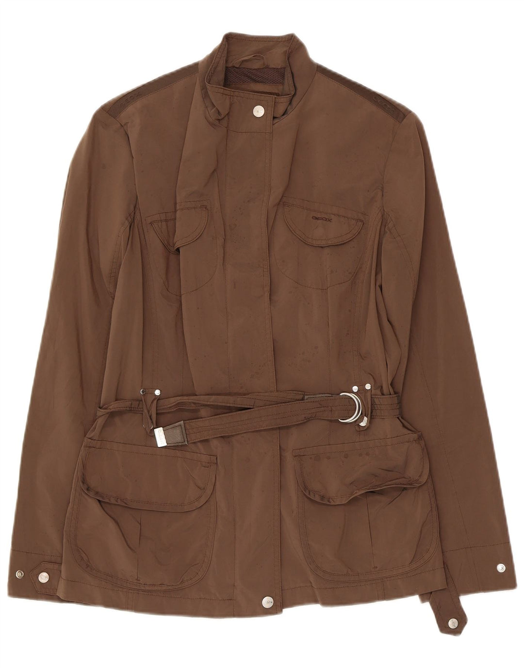 GEOX Womens Respira Utility Jacket UK 12 Medium Brown Polyester